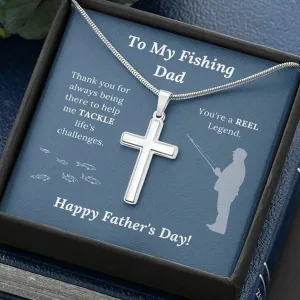 Father's Day Gift for Fishing Dad - Artisan Crafted Cross Necklace