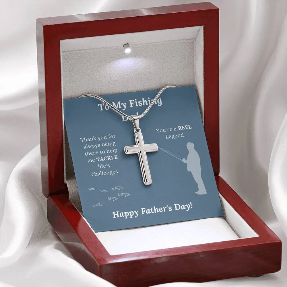 Father's Day Gift for Fishing Dad - Artisan Crafted Cross Necklace
