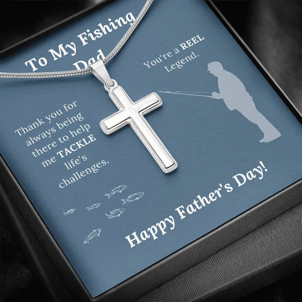 Father's Day Gift for Fishing Dad - Artisan Crafted Cross Necklace