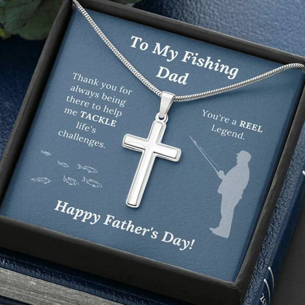 Father's Day Gift for Fishing Dad - Artisan Crafted Cross Necklace