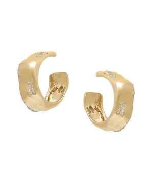 FEMININE WAVES PAVE HOOP EARRINGS