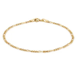 Figaro Link Charm Bracelet | 9K Solid Gold