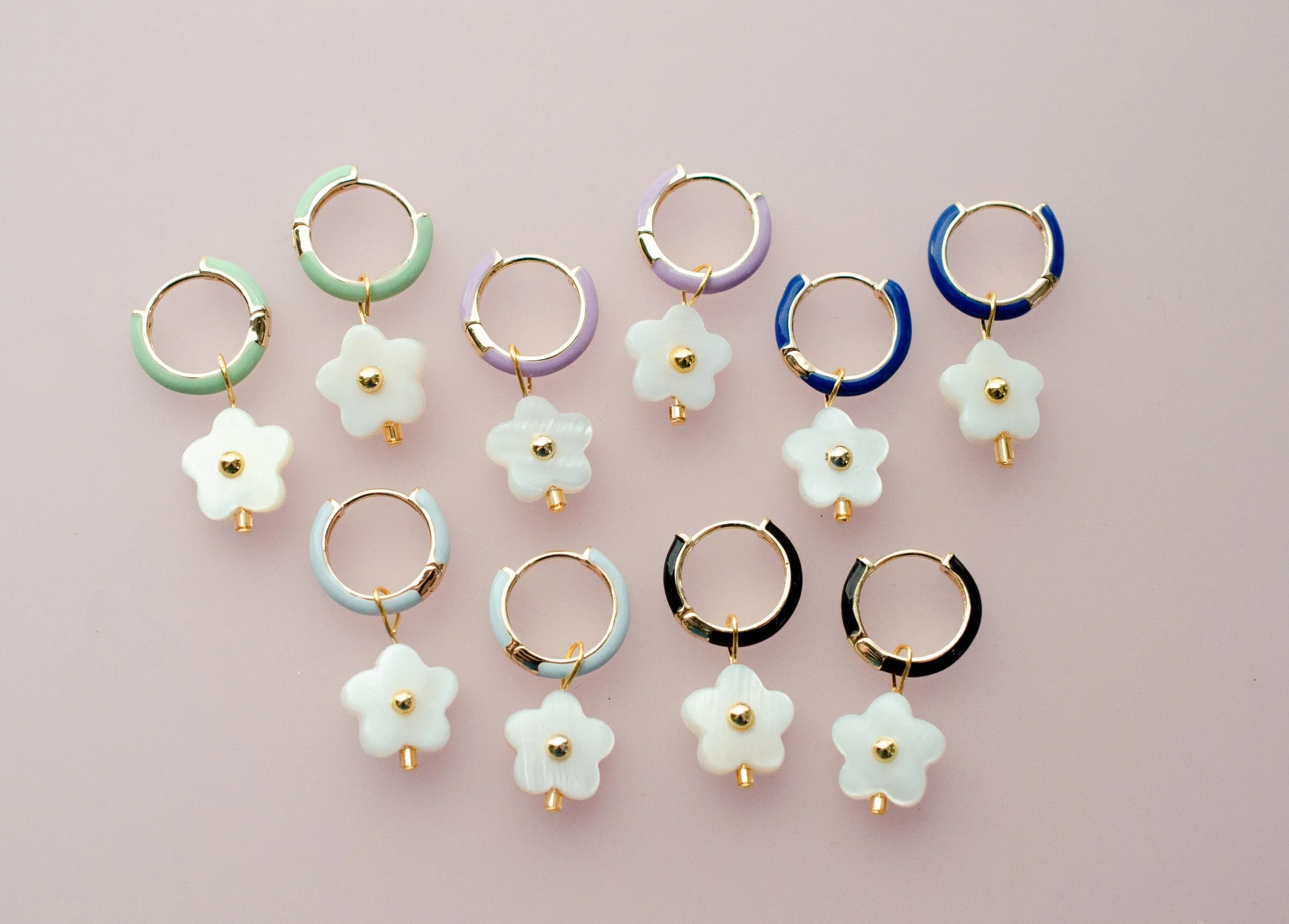 Flower Hoop Earrings, Pearl huggie hoops, flower dangle earrings, gold hoop earrings, flower earrings, small dangle earrings, gift for her,