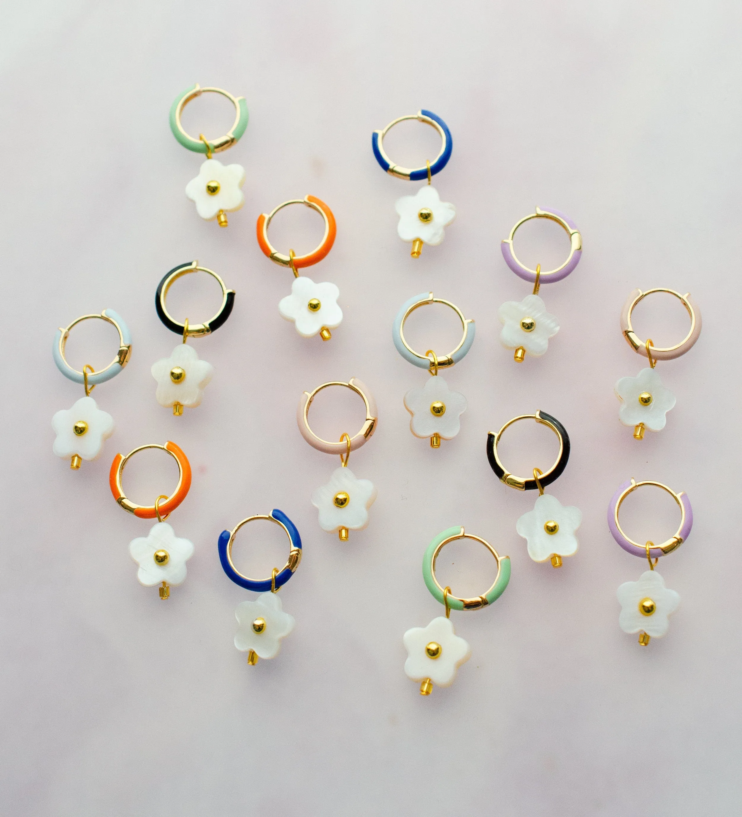 Flower Hoop Earrings, Pearl huggie hoops, flower dangle earrings, gold hoop earrings, flower earrings, small dangle earrings, gift for her,