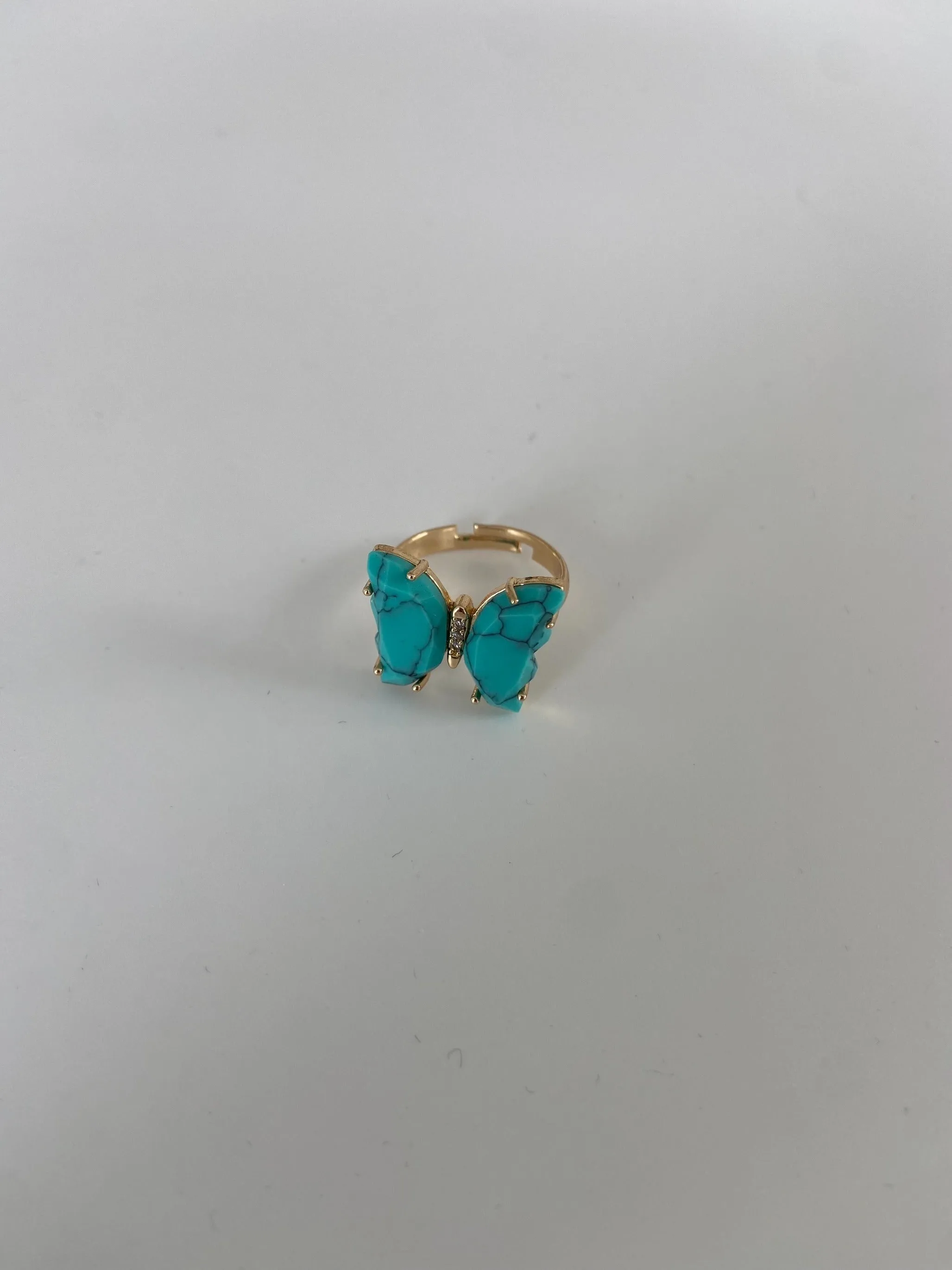 Flutter Away Green Crystal 18k Gold Plated Ring