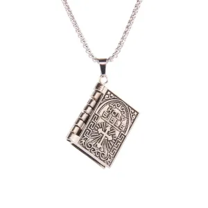 Foldable Bible Cross Pendant Hip Hop Long Book Necklace