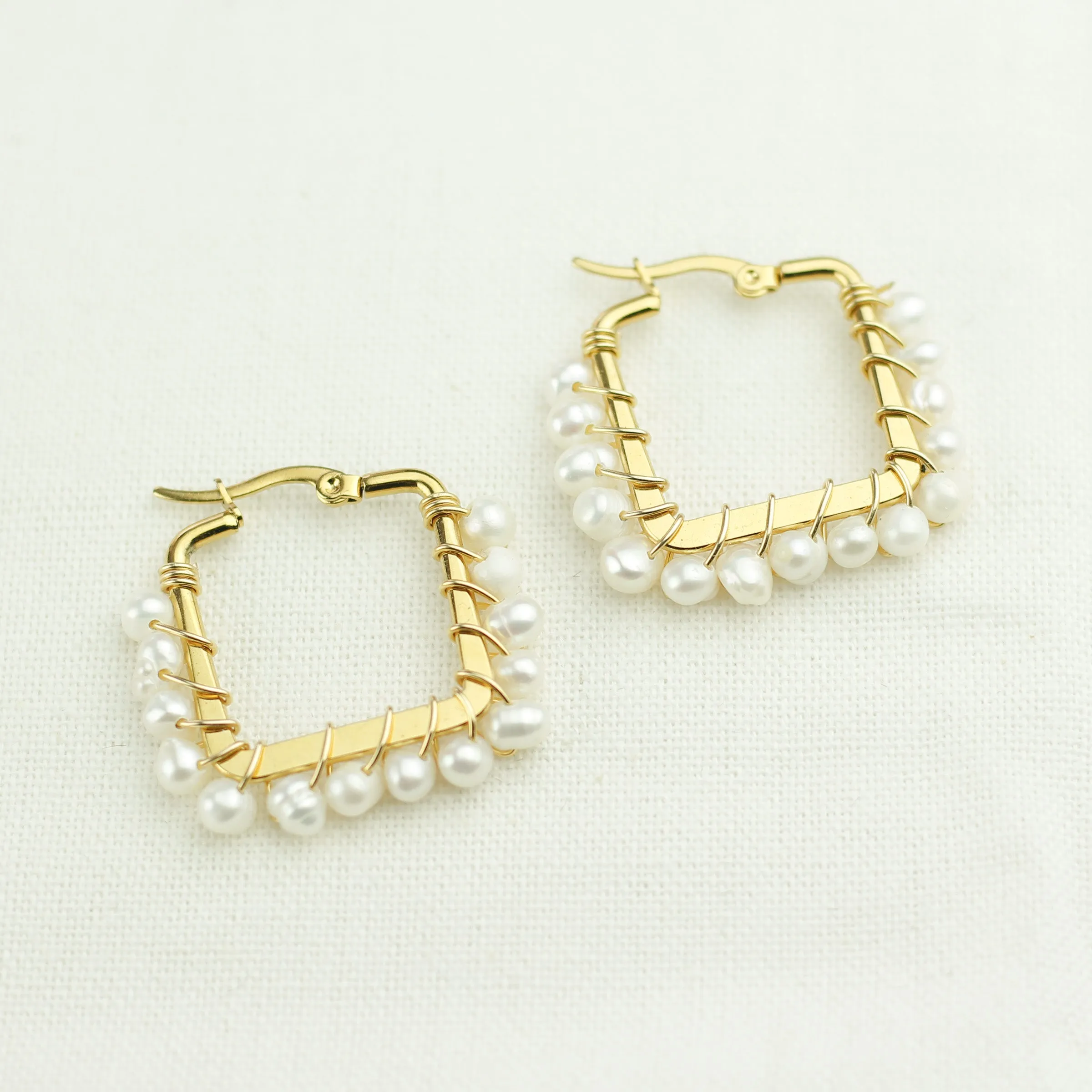 Freshwater Pearls Squared Earrings