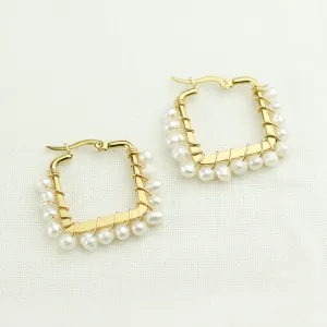 Freshwater Pearls Squared Earrings