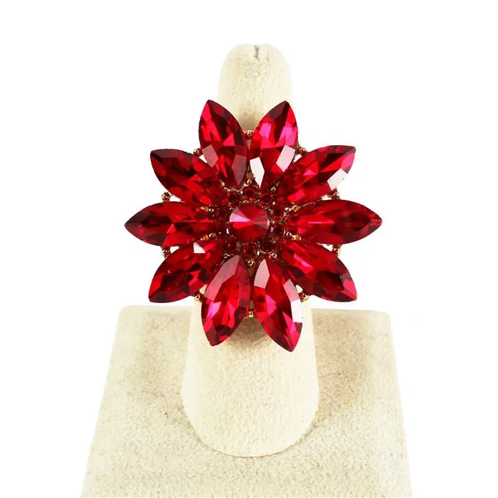 Glass Crystal Flower Stretch Ring