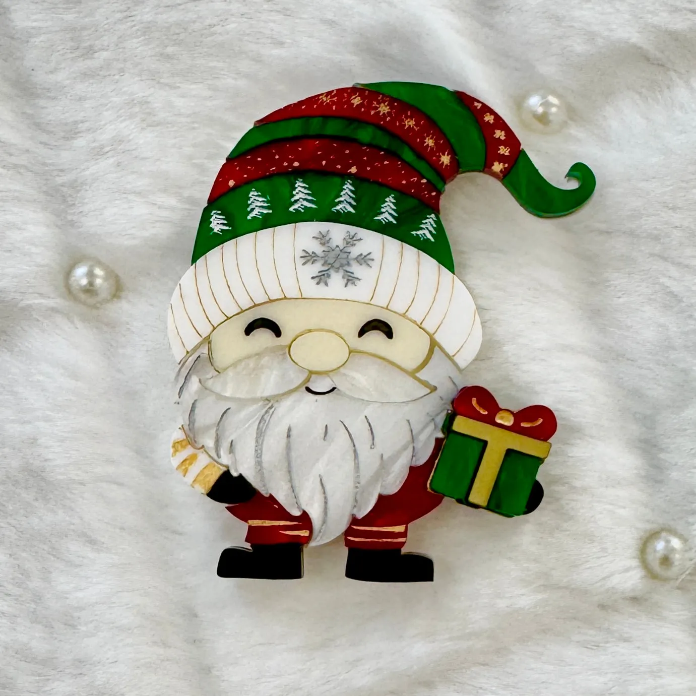 Gnome Santa 2024 - Brooch - Set of 2