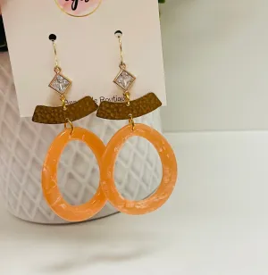 Gold Accented Orange Earrings