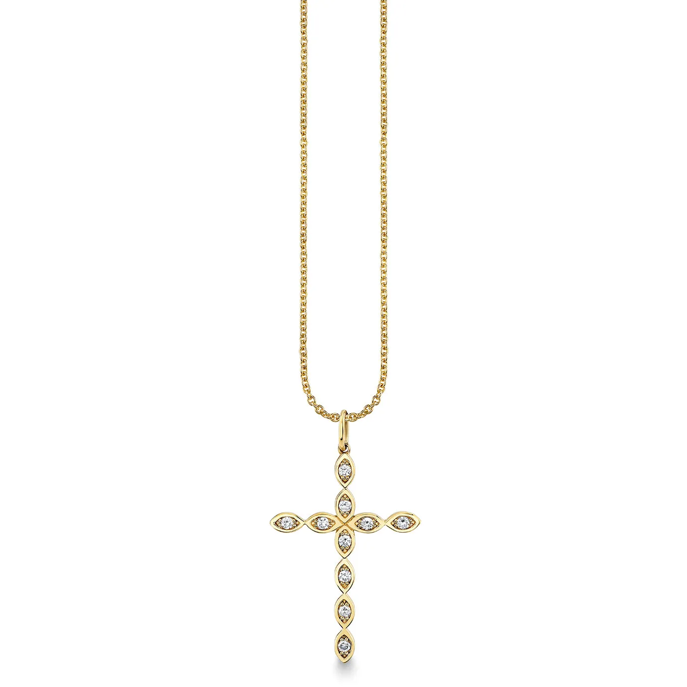 Gold & Diamond Marquise Eye Cross Charm