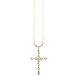 Gold & Diamond Marquise Eye Cross Charm
