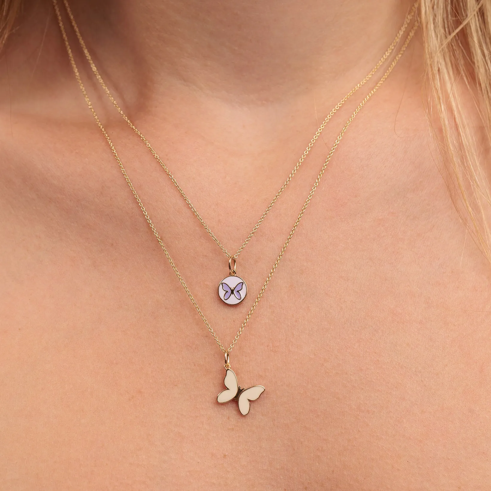Gold & Enamel Tiny Butterfly Medallion Charm