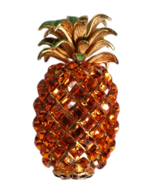 Gold Brass Pineapple Crystal Jewelry Brooch Pin