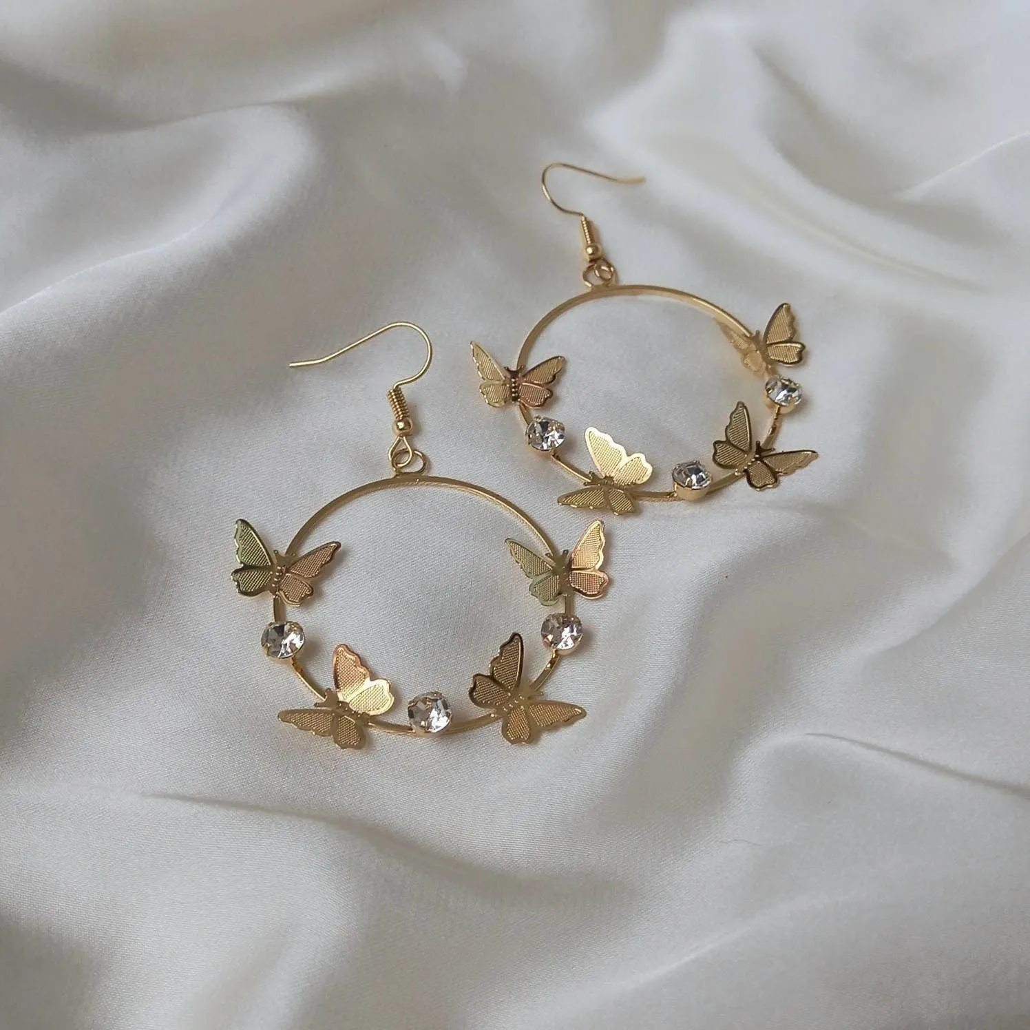 Gold Butterfly Hoop Earrings - Lightweight Hoop Earrings, Butterfly Earrings, Hoop Earrings, Cute Earrings, Gold Earrings, Gold Jewellery
