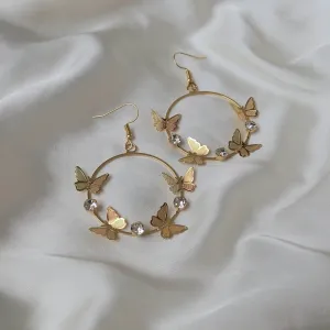Gold Butterfly Hoop Earrings - Lightweight Hoop Earrings, Butterfly Earrings, Hoop Earrings, Cute Earrings, Gold Earrings, Gold Jewellery