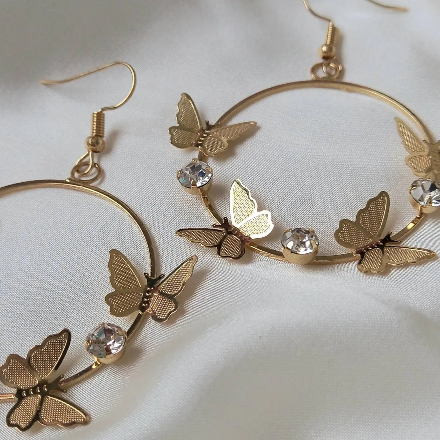 Gold Butterfly Hoop Earrings - Lightweight Hoop Earrings, Butterfly Earrings, Hoop Earrings, Cute Earrings, Gold Earrings, Gold Jewellery
