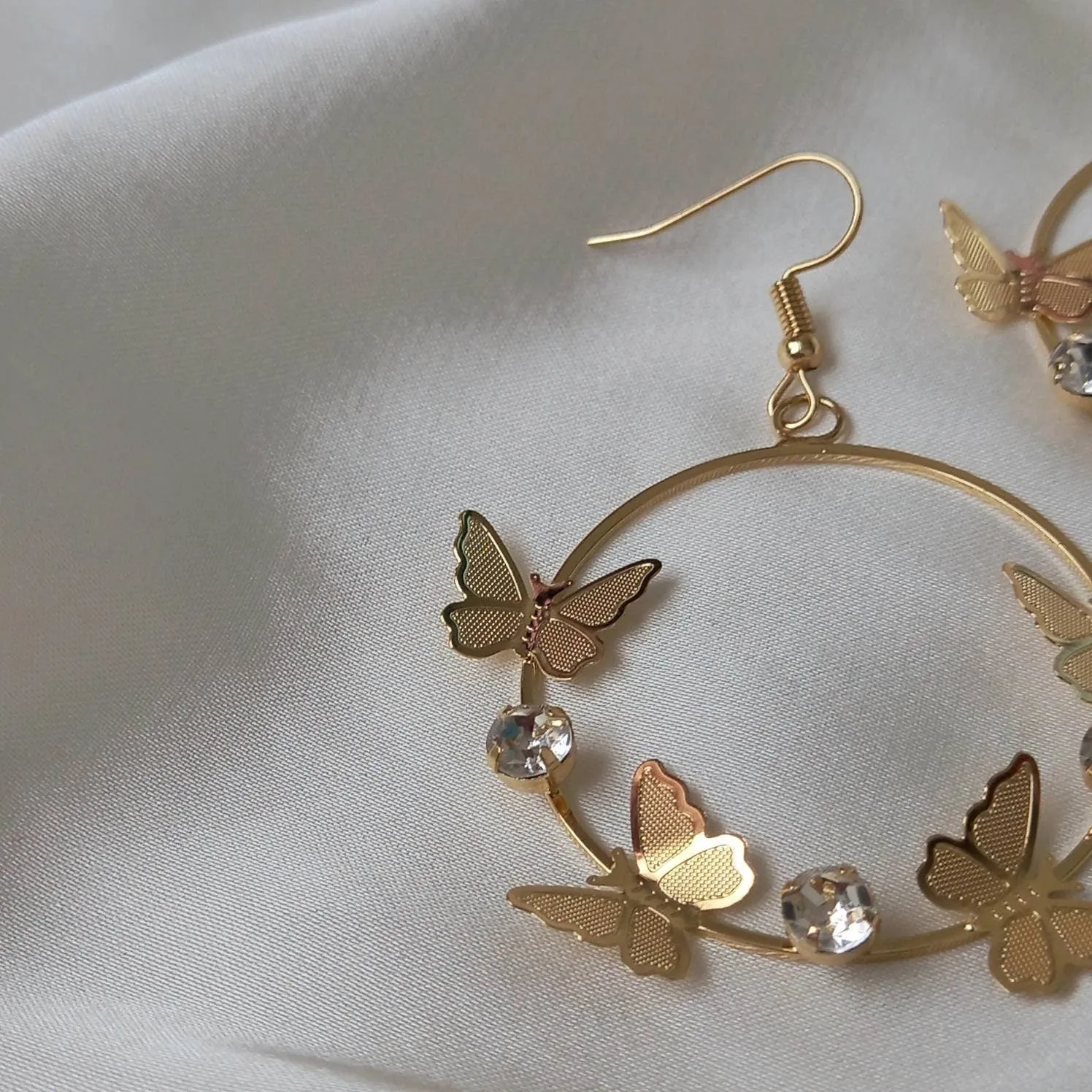 Gold Butterfly Hoop Earrings - Lightweight Hoop Earrings, Butterfly Earrings, Hoop Earrings, Cute Earrings, Gold Earrings, Gold Jewellery