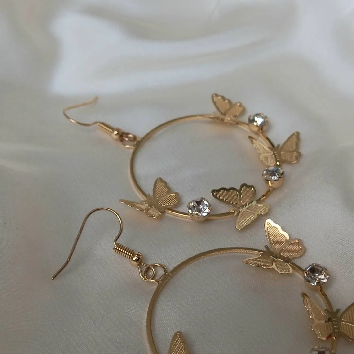 Gold Butterfly Hoop Earrings - Lightweight Hoop Earrings, Butterfly Earrings, Hoop Earrings, Cute Earrings, Gold Earrings, Gold Jewellery