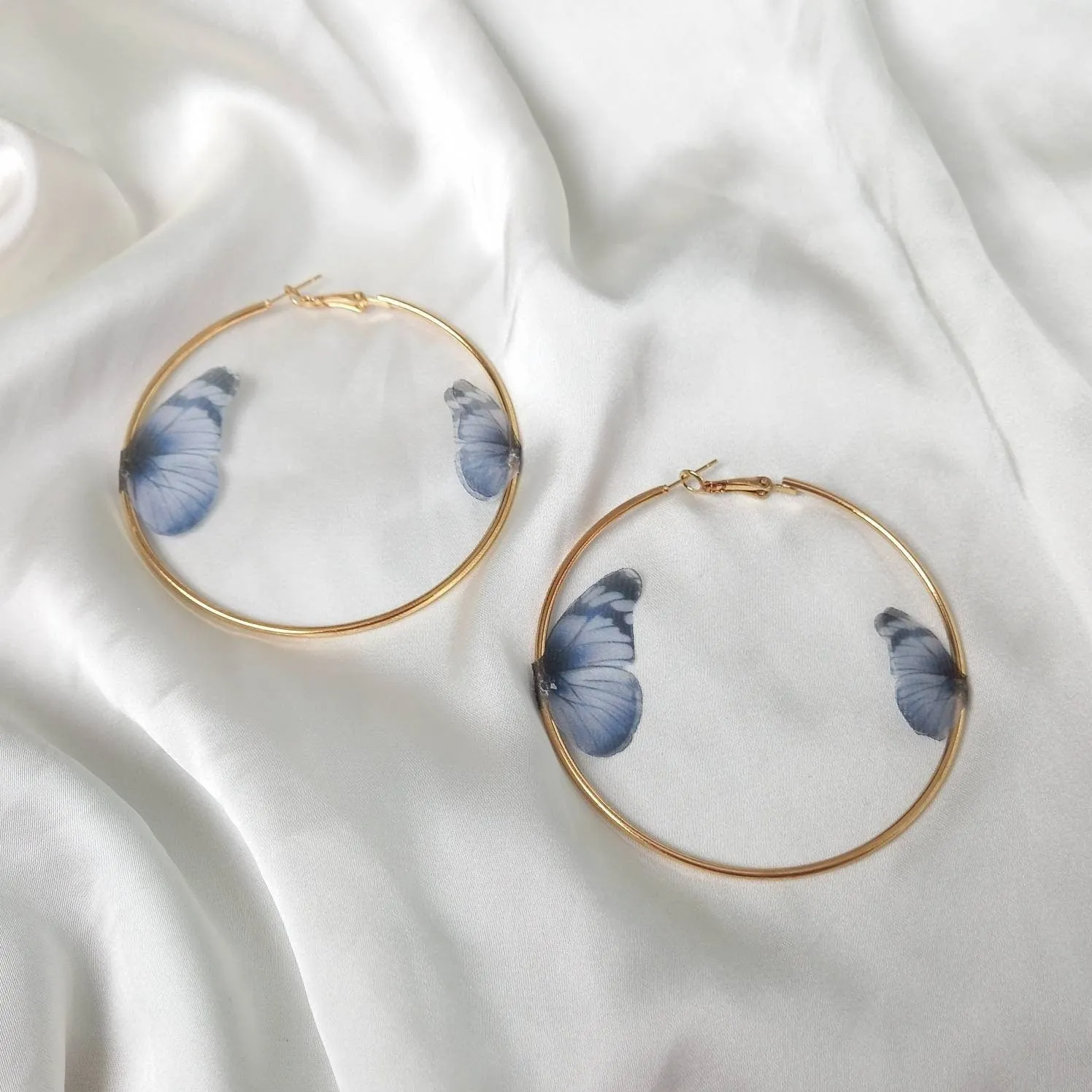 Gold Butterfly Hoop Earrings - Lightweight Hoop Earrings, Butterfly Earrings, Hoop Earrings, Cute Earrings, Gold Earrings, Gold Jewellery