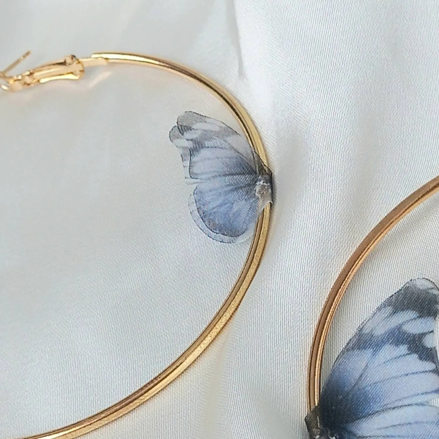 Gold Butterfly Hoop Earrings - Lightweight Hoop Earrings, Butterfly Earrings, Hoop Earrings, Cute Earrings, Gold Earrings, Gold Jewellery