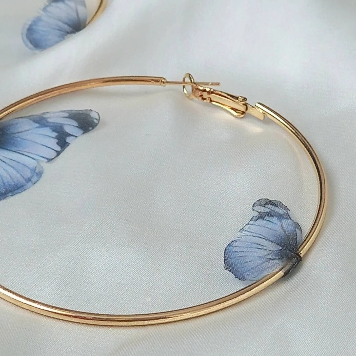 Gold Butterfly Hoop Earrings - Lightweight Hoop Earrings, Butterfly Earrings, Hoop Earrings, Cute Earrings, Gold Earrings, Gold Jewellery
