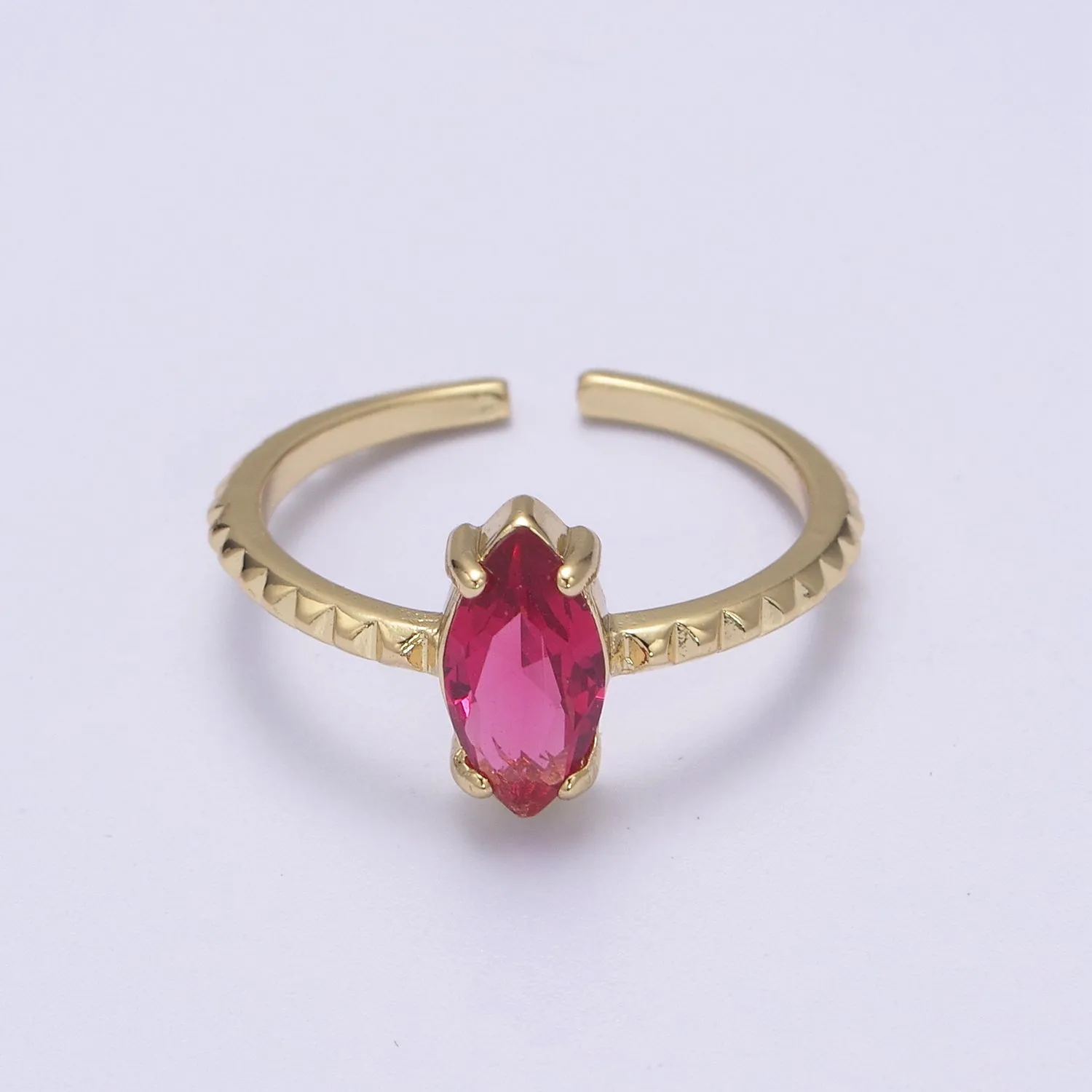 Gold Eye Cut Blue Pink Green Clear Aqua CZ Dainty Cocktail Ring Open Adjustable U-244 ~ U-248