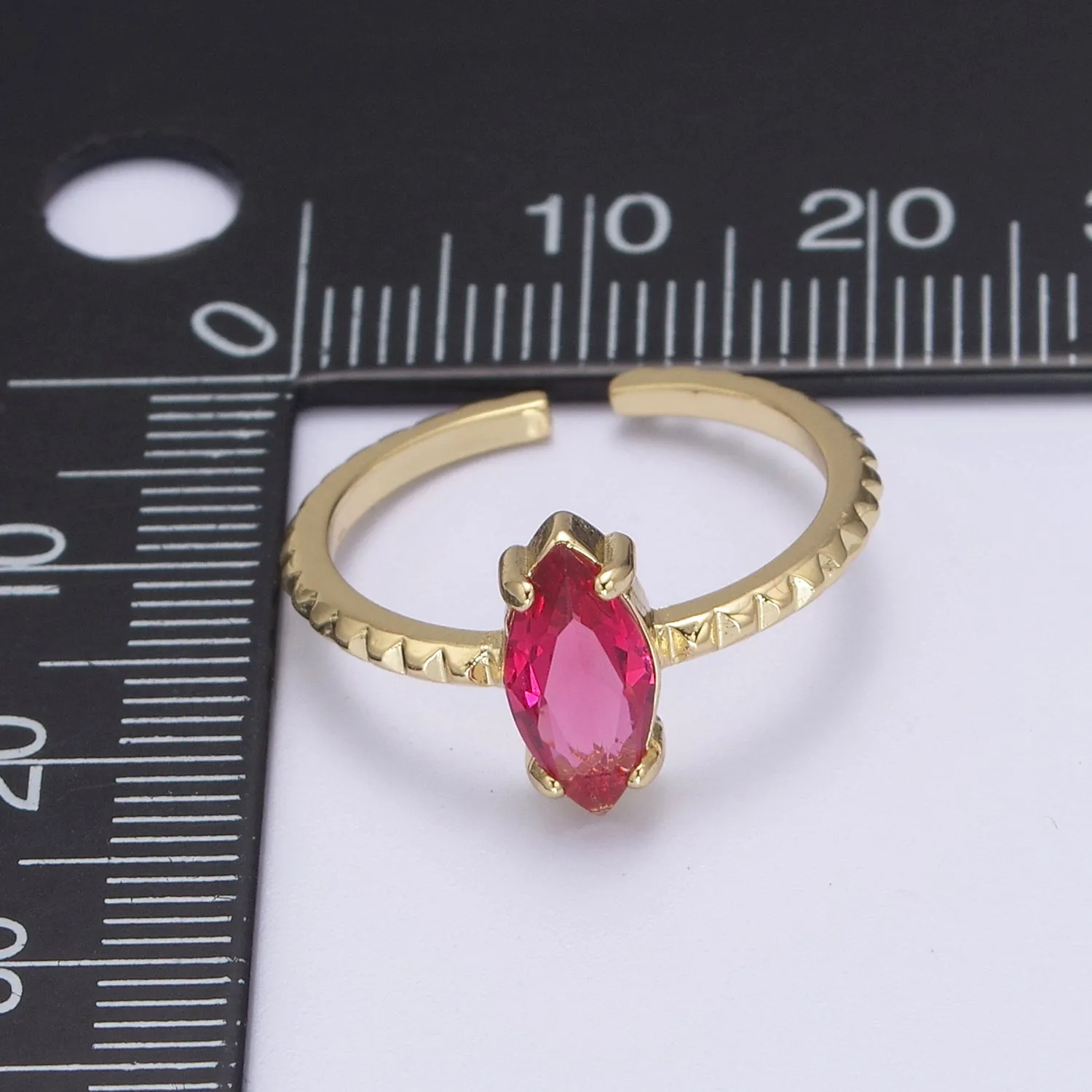 Gold Eye Cut Blue Pink Green Clear Aqua CZ Dainty Cocktail Ring Open Adjustable U-244 ~ U-248
