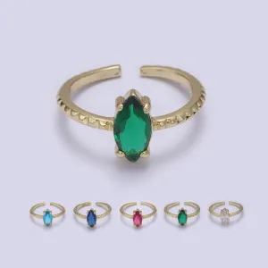 Gold Eye Cut Blue Pink Green Clear Aqua CZ Dainty Cocktail Ring Open Adjustable U-244 ~ U-248