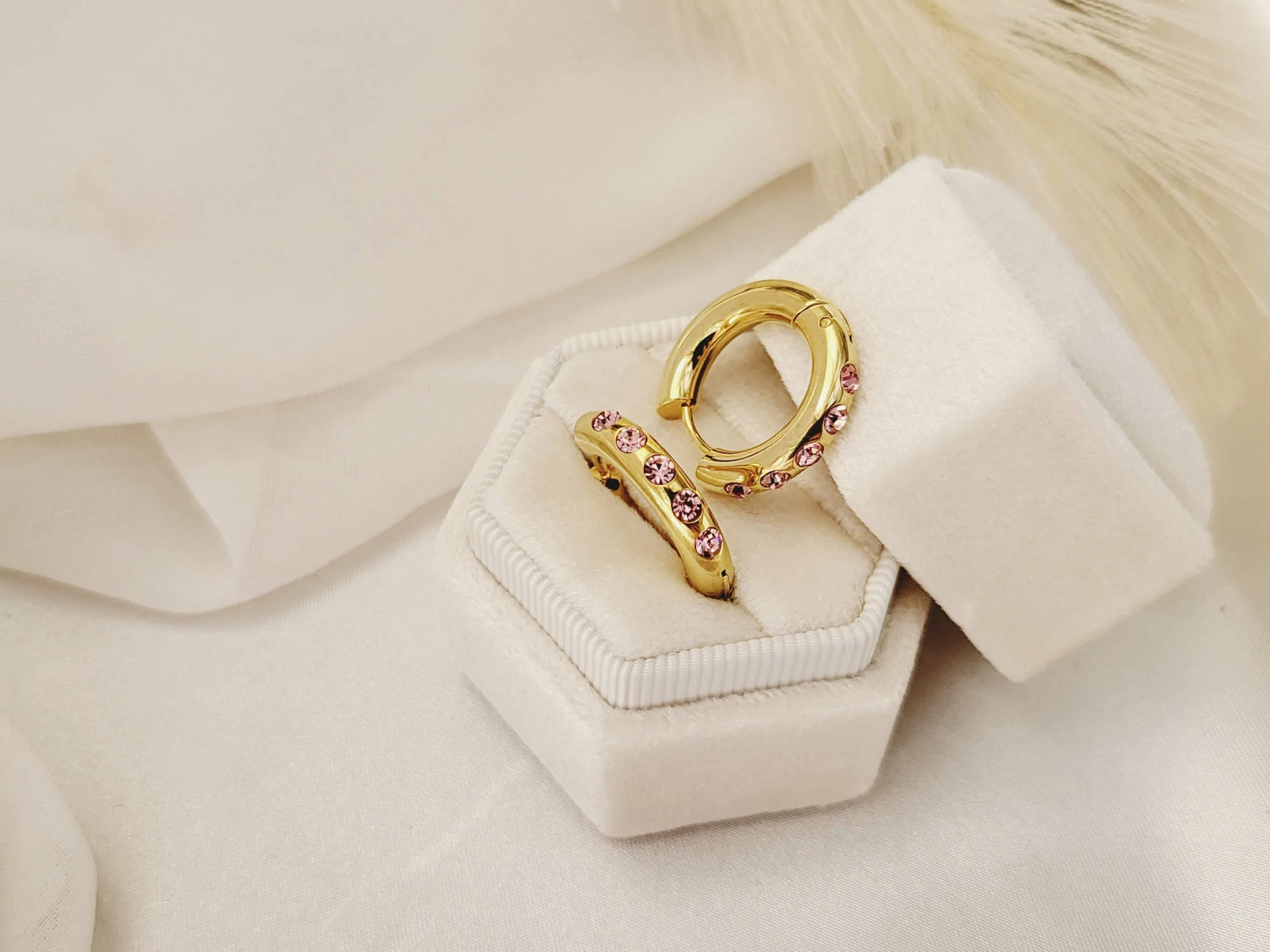 Gold Filled Hoop CZ  Earrings ,Minimalist Jewelry,Birthday Gift.