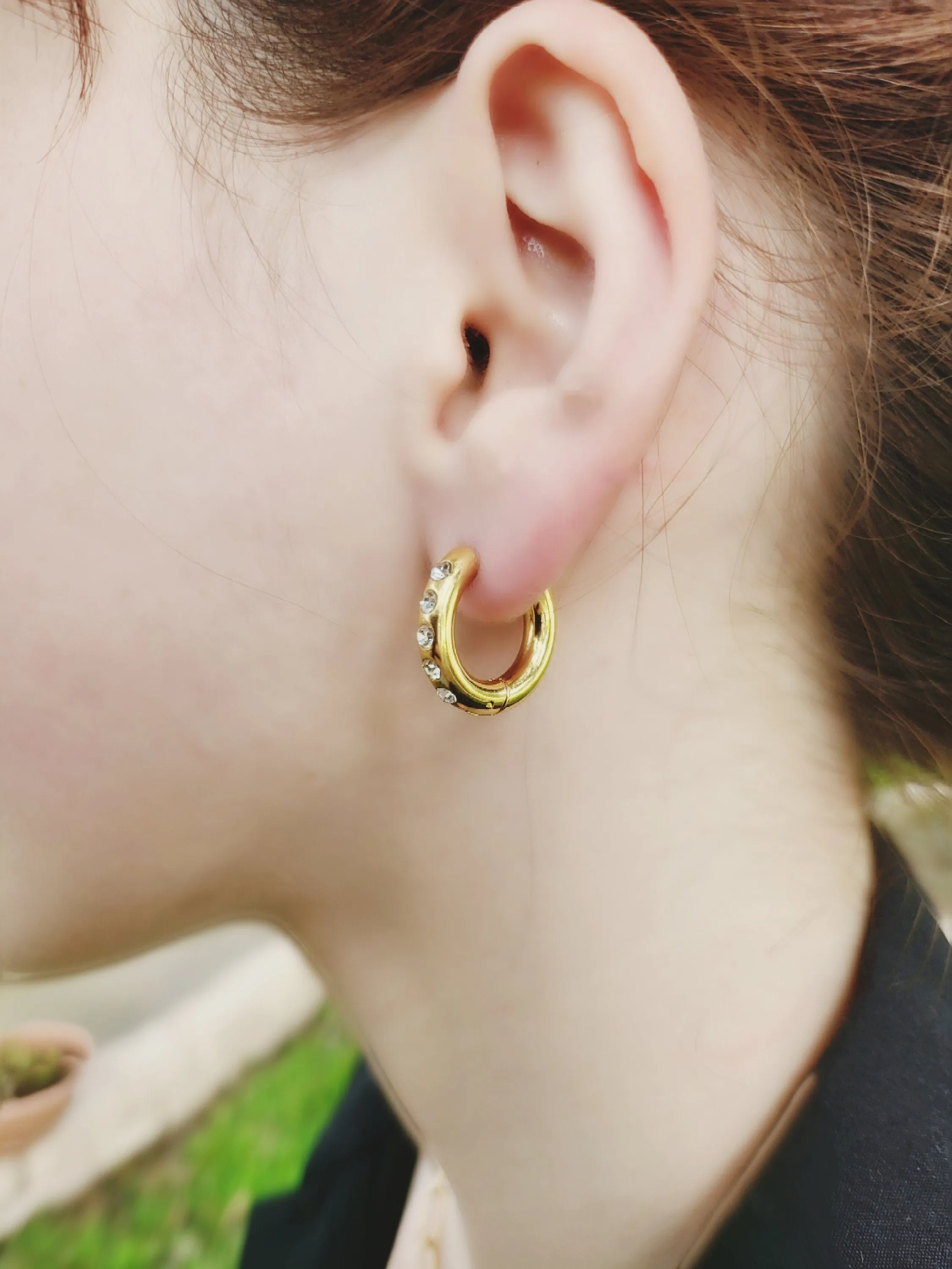 Gold Filled Hoop CZ  Earrings ,Minimalist Jewelry,Birthday Gift.