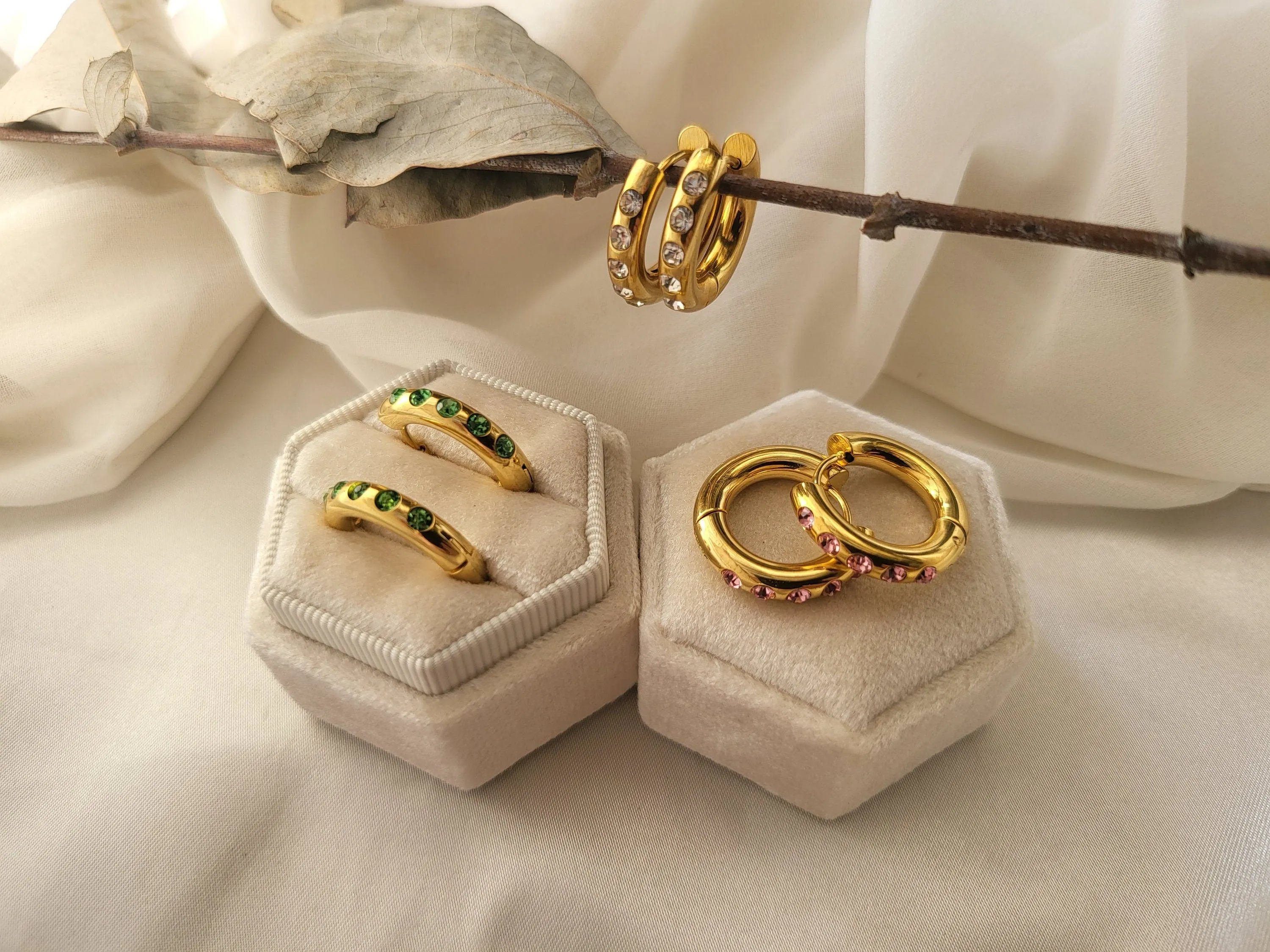 Gold Filled Hoop CZ  Earrings ,Minimalist Jewelry,Birthday Gift.