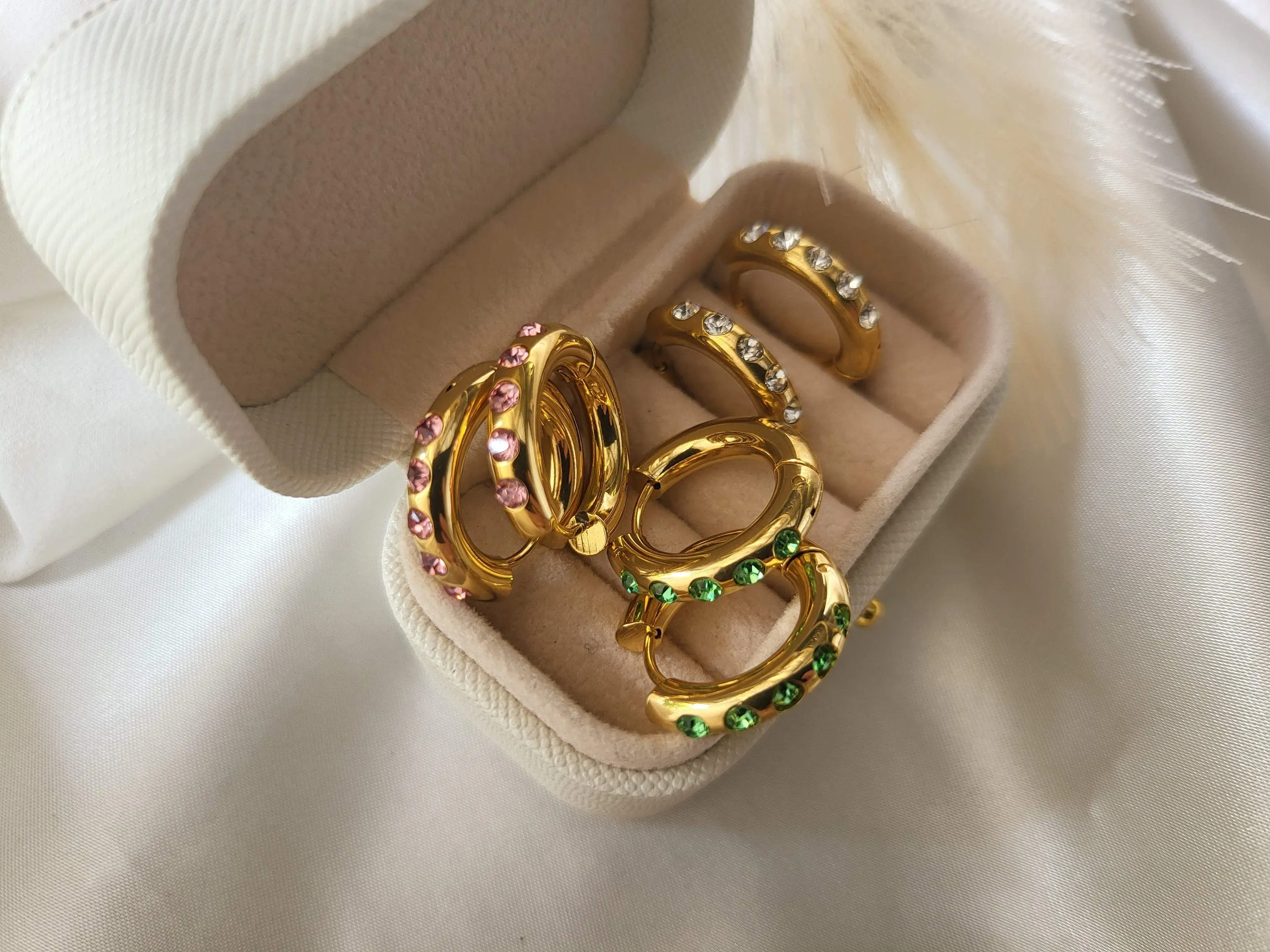 Gold Filled Hoop CZ  Earrings ,Minimalist Jewelry,Birthday Gift.