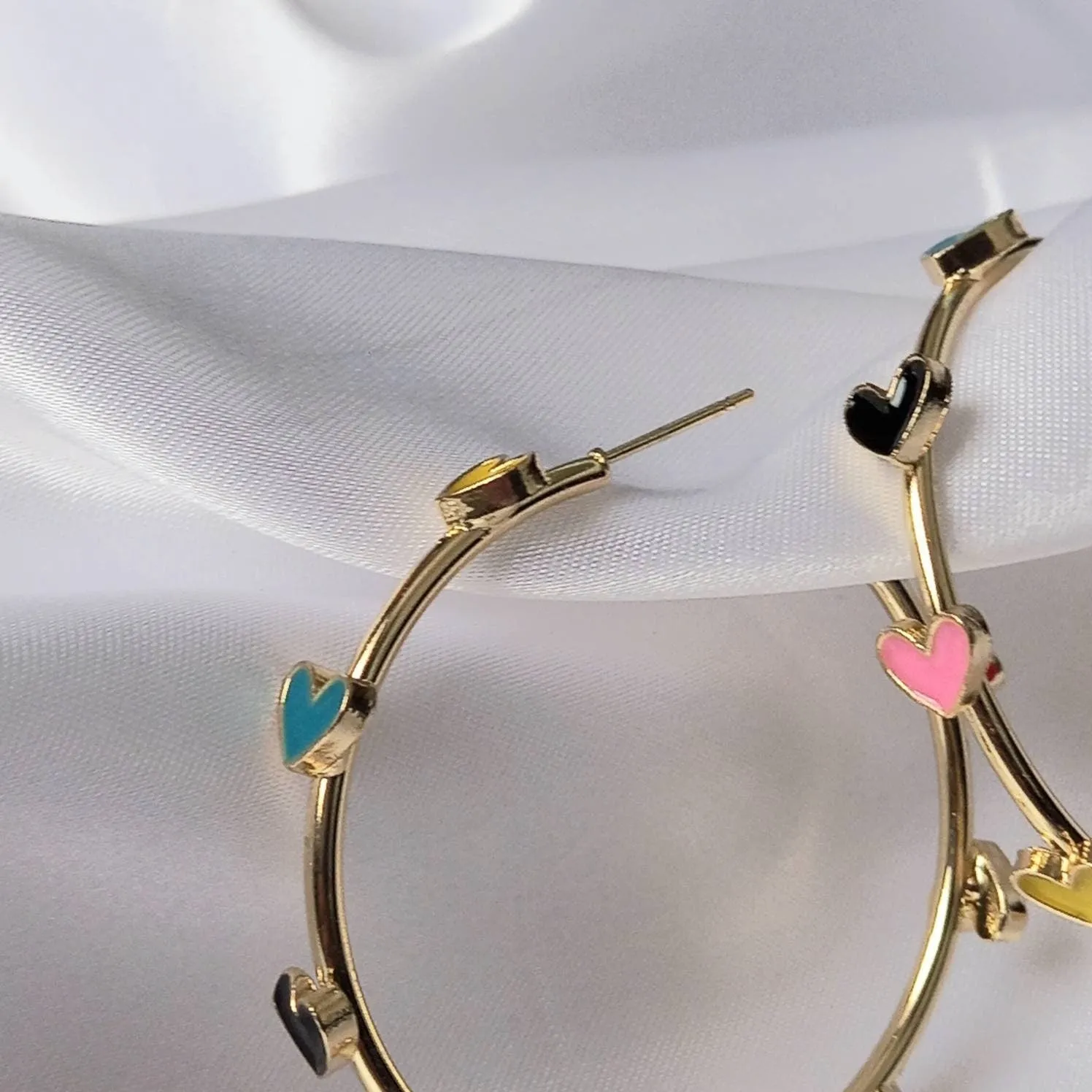 Gold Heart Hoop Earrings - Colourful Hoop Earrings In The UK,Heart Earrings, Hoop Earrings,Gold Earrings In The UK,Gold Jewellery In The UK