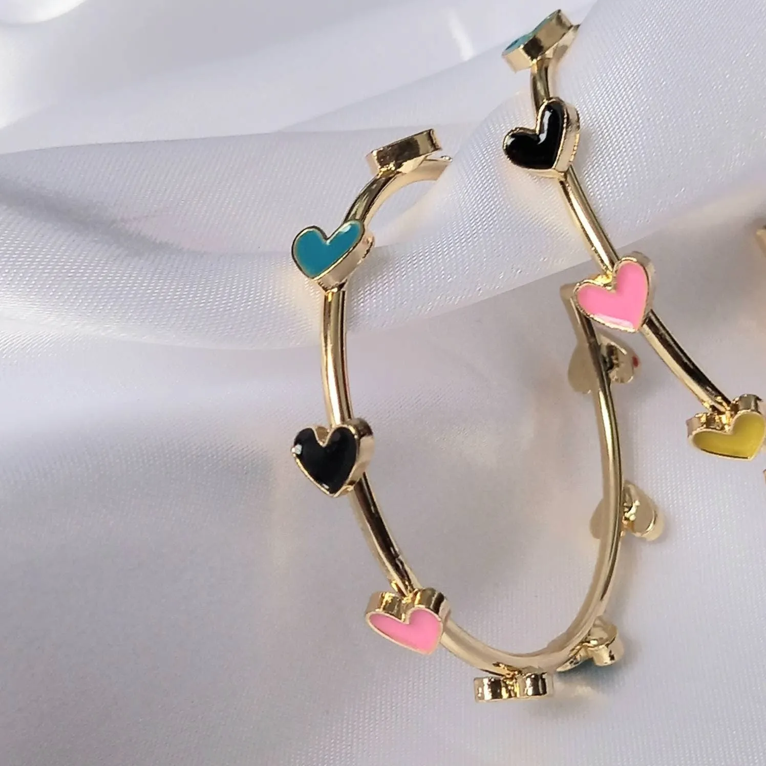 Gold Heart Hoop Earrings - Colourful Hoop Earrings In The UK,Heart Earrings, Hoop Earrings,Gold Earrings In The UK,Gold Jewellery In The UK