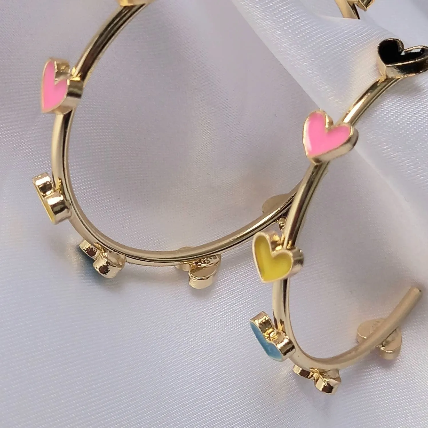Gold Heart Hoop Earrings - Colourful Hoop Earrings In The UK,Heart Earrings, Hoop Earrings,Gold Earrings In The UK,Gold Jewellery In The UK