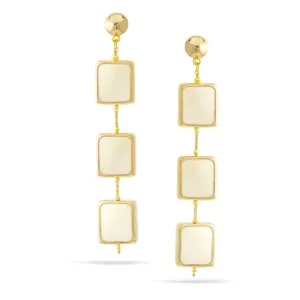 GOLD IVORY RECTANGLE DANGLE EARRINGS #FW-E158GI (SHCC1)