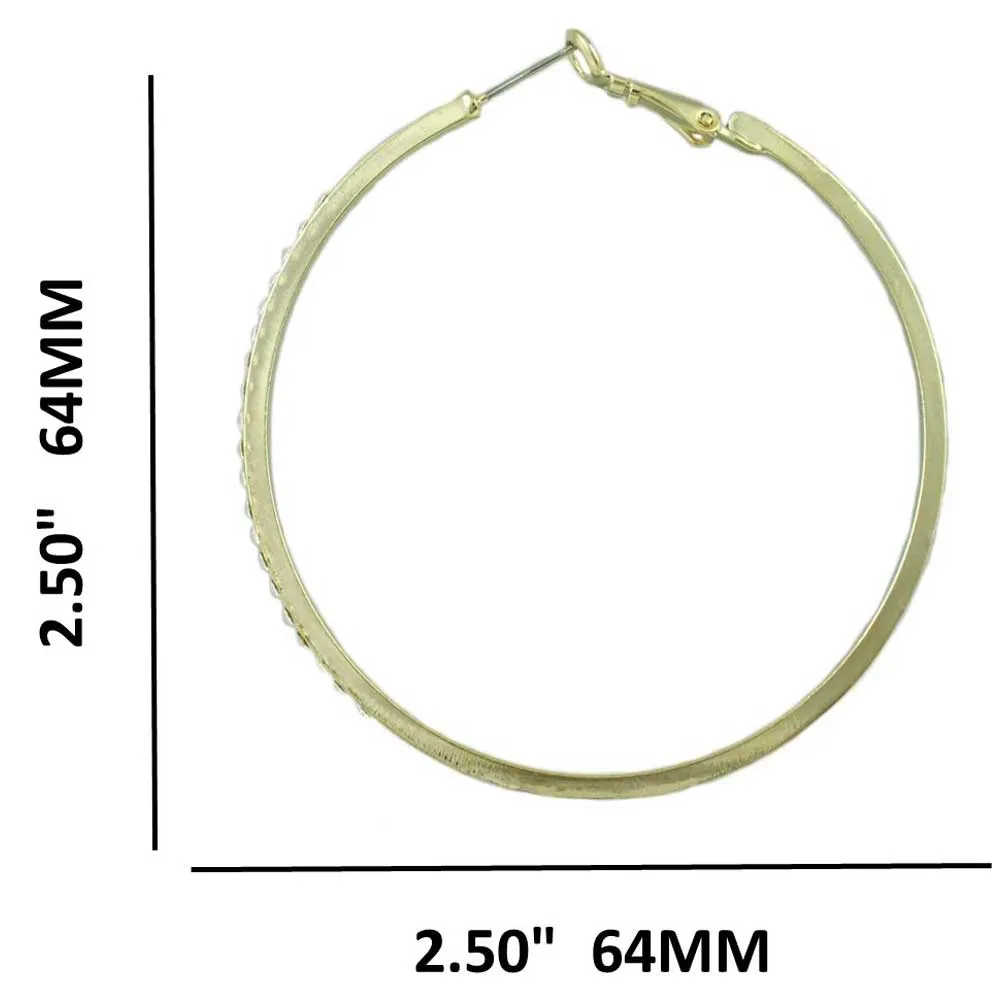 Gold-plated Crystal Studded Large Hoop Earring - REC031G