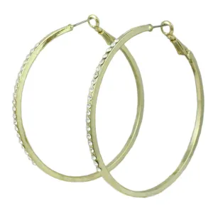 Gold-plated Crystal Studded Large Hoop Earring - REC031G