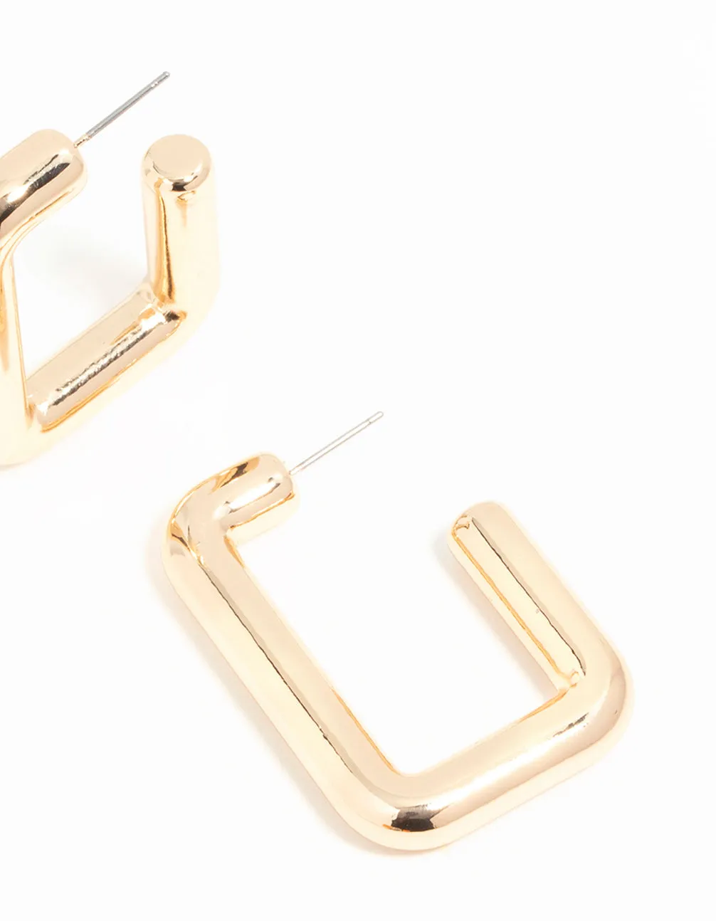 Gold Square Hoop Large Earrings