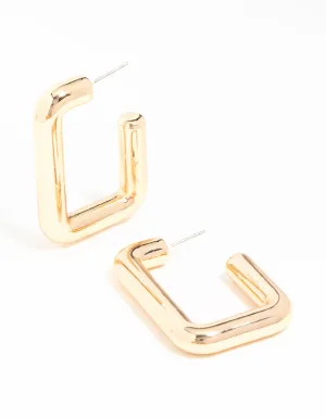 Gold Square Hoop Large Earrings