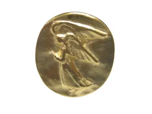 Gold Toned Oval Guardian Angel Adjustable Size Fashion Ring