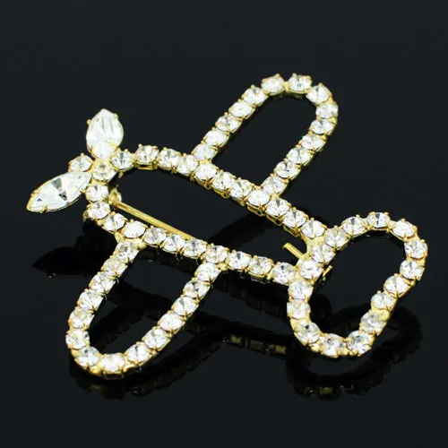 Golden Airplane Brooch Pin