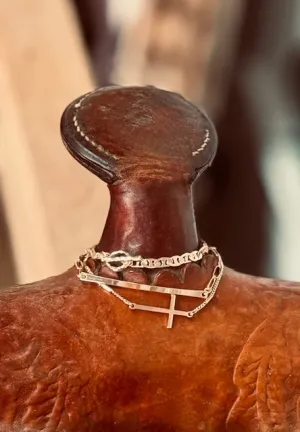 GOLDEN CROSS STACK BRACELET SET