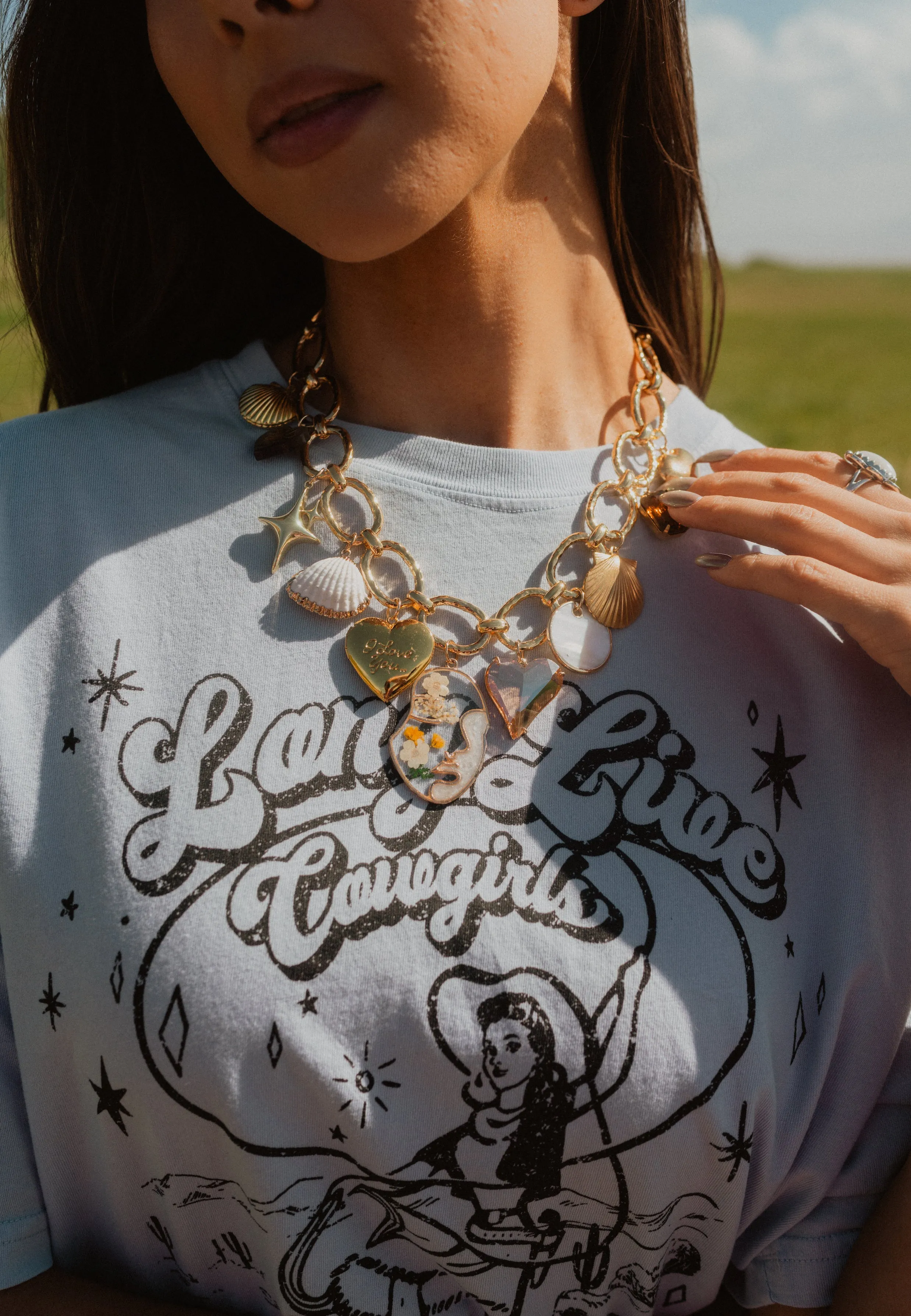 Golden Seashells Charm Necklace