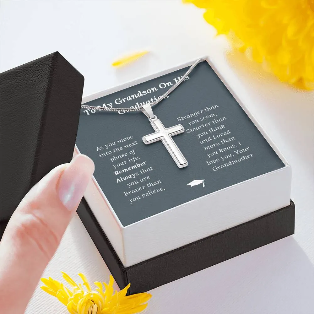 Graduation Gift for Grandson Love Grandmother - Artisan Crafted Cross Necklace