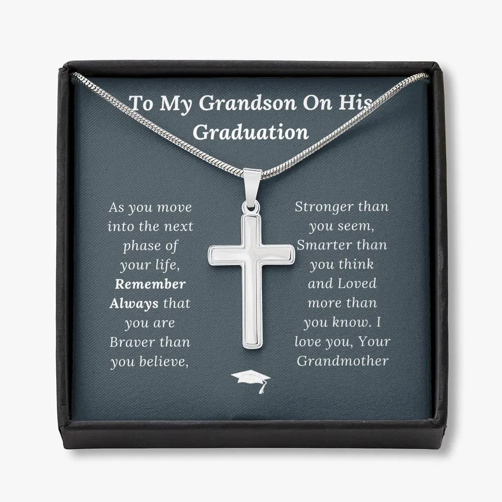 Graduation Gift for Grandson Love Grandmother - Artisan Crafted Cross Necklace
