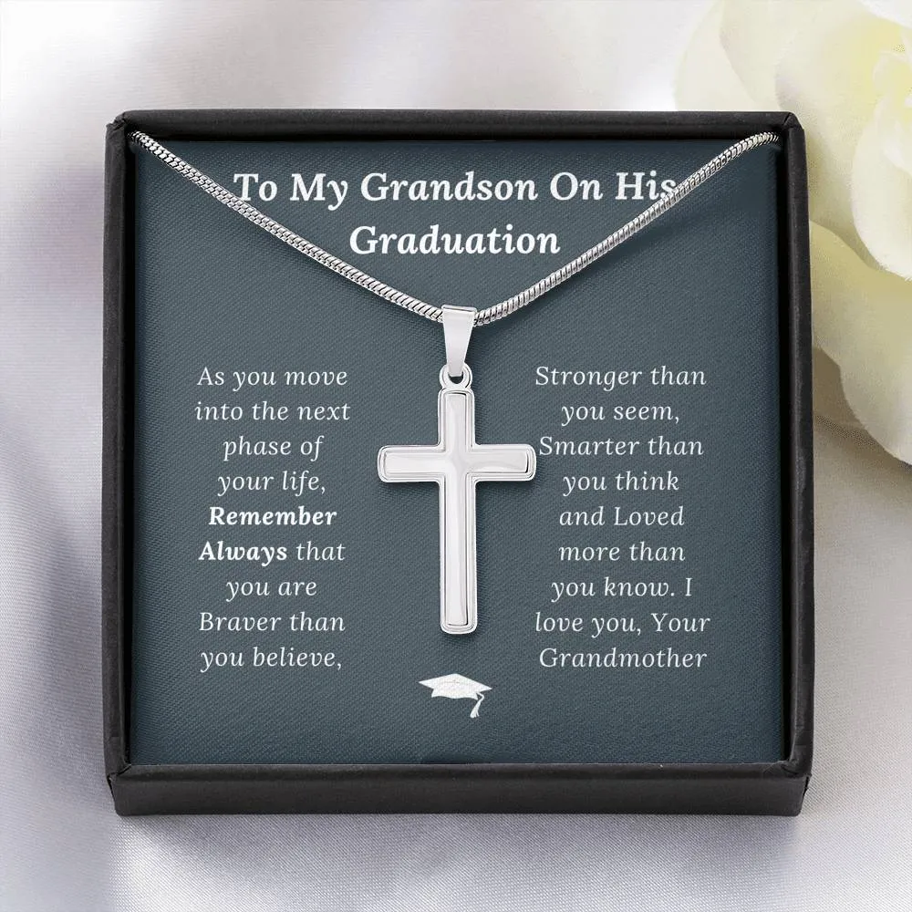 Graduation Gift for Grandson Love Grandmother - Artisan Crafted Cross Necklace