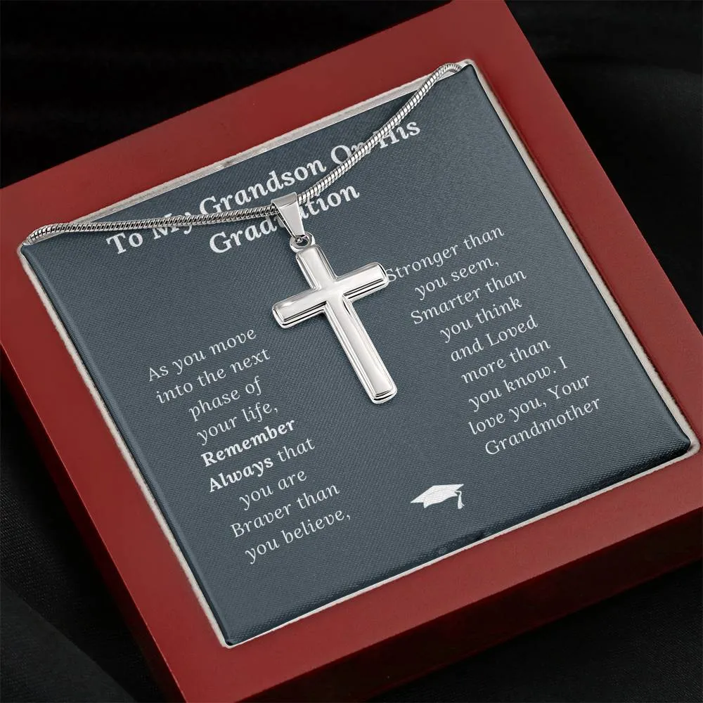 Graduation Gift for Grandson Love Grandmother - Artisan Crafted Cross Necklace